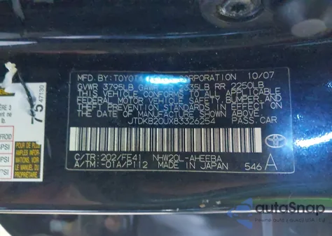 2008 Toyota Prius from USA, damaged, VIN JTDKB20UX83326254
